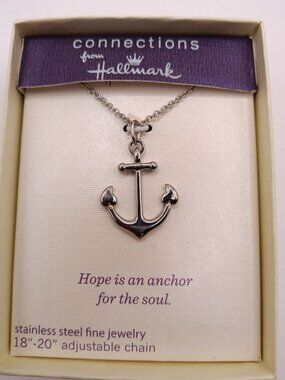 Connections From Hallmark Anchor Pendant Necklace Stainless Steel Adjustable 18"